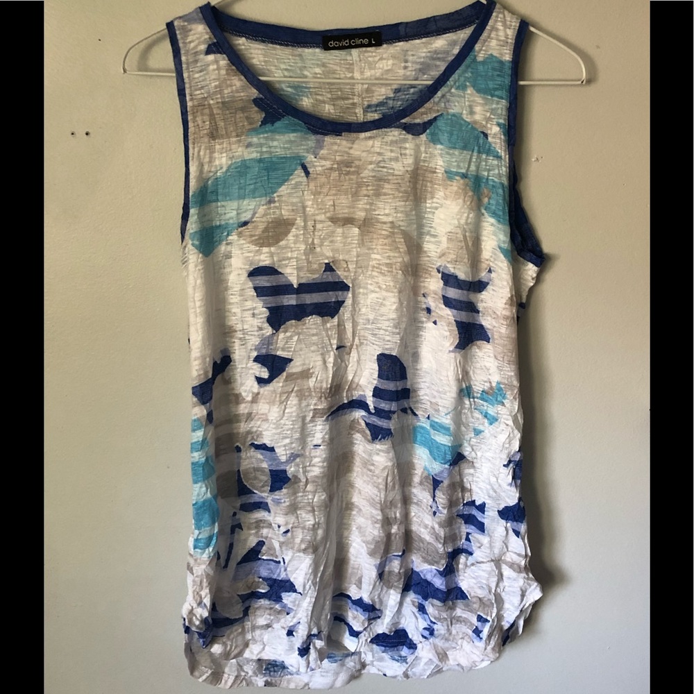 Blue white and gray tank top